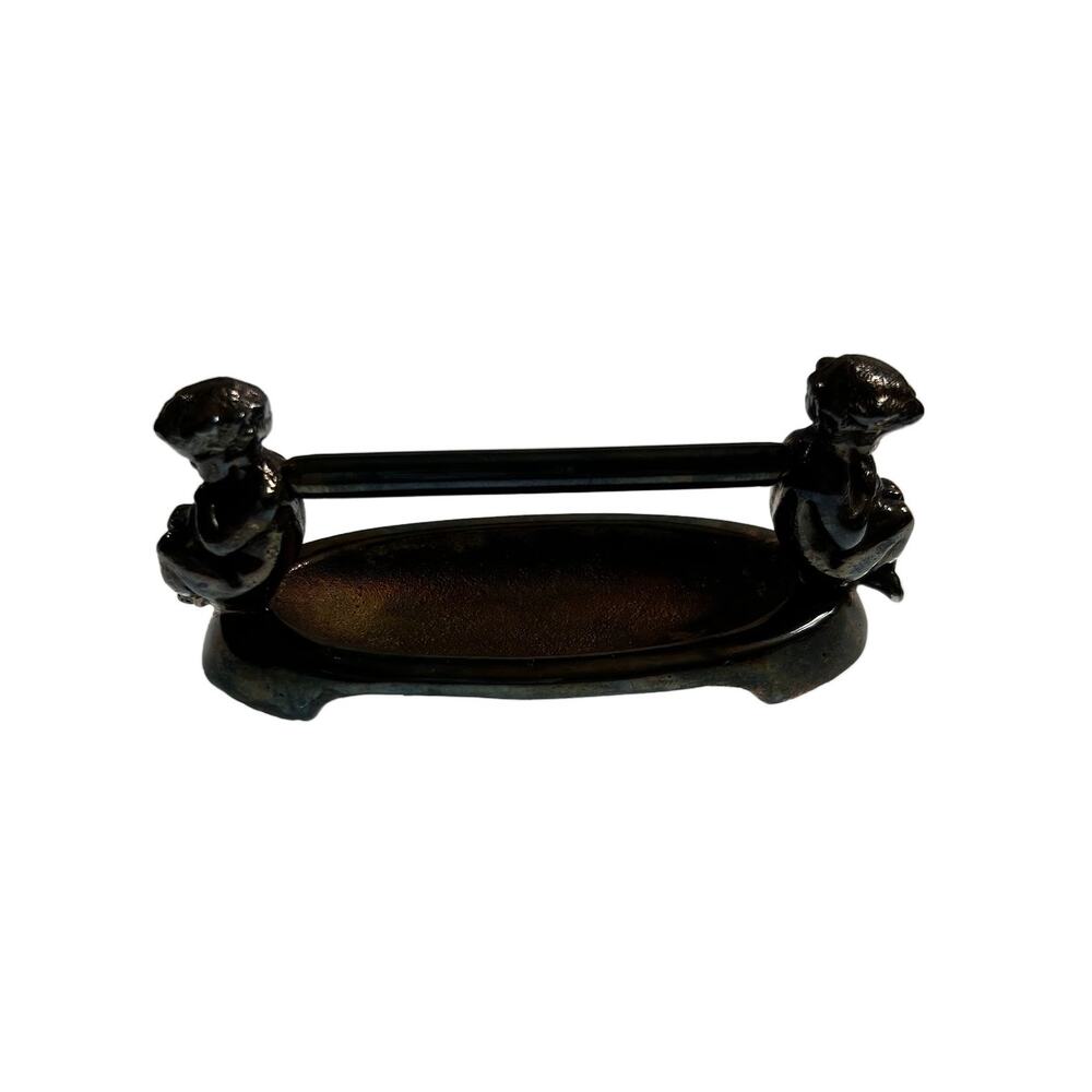 Antique Victorian Silverplate Double Cherub Knife Rest